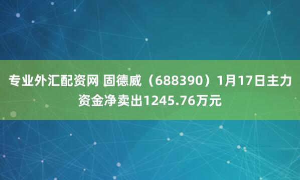 专业外汇配资网 固德威（688390）1月17日主力资金净卖出1245.76万元