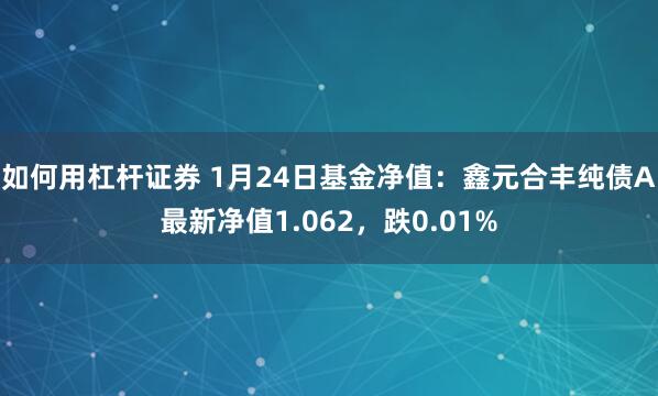 如何用杠杆证券 1月24日基金净值：鑫元合丰纯债A最新净值1.062，跌0.01%