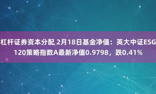 杠杆证券资本分配 2月18日基金净值：英大中证ESG120策略指数A最新净值0.9798，跌0.41%